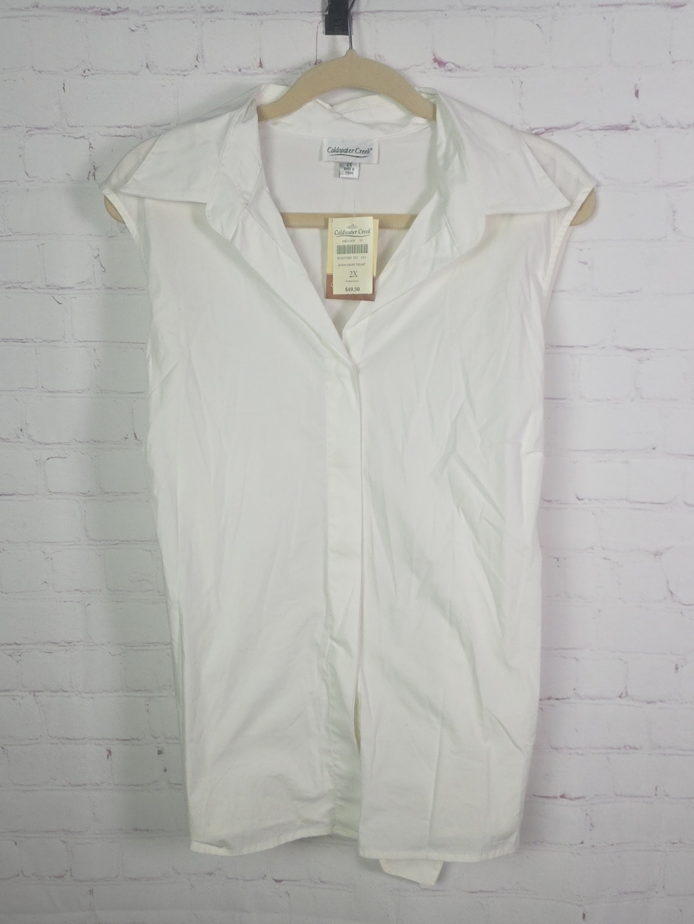 Coldwater Creek White 2X Sleeveless Shirt NWT